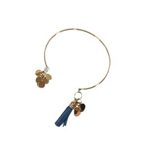 Shiraleah Anthropologie Cuff Bracelet Fringe Aerin Navy Gold Tassel Bangle Blue